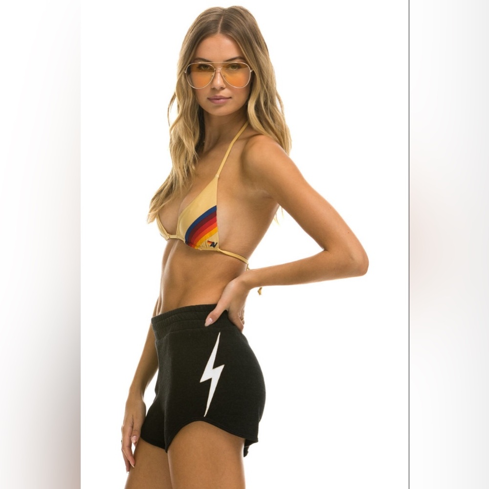 AVIATOR NATION BOLT STITCH LOUNGER SHORTS - BLACK // WHITE